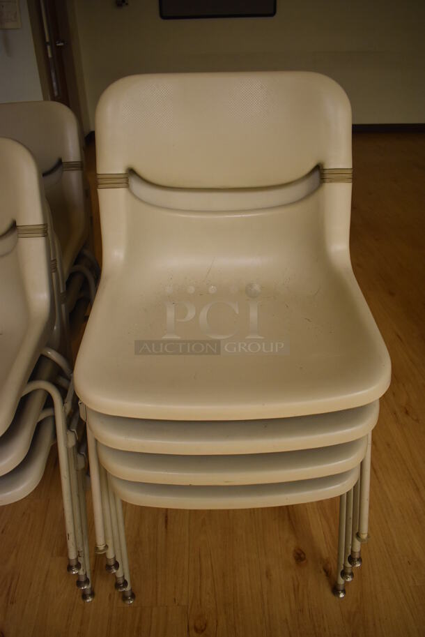 13 Tan Poly Chairs on Metal Legs. 22x18x32. 13 Times Your Bid! (Classroom 1) - Image 2 of 3