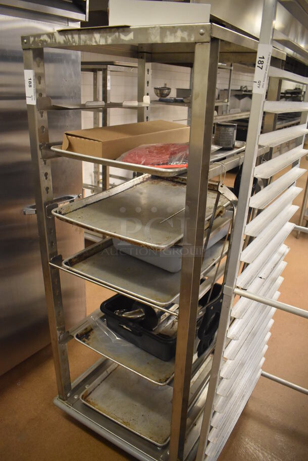 Metal Commercial Pan Transport Rack on Commercial Casters w/ Metal Baking Pans. 26x28x64. (Education Kitchen 2) - Image 2 of 5