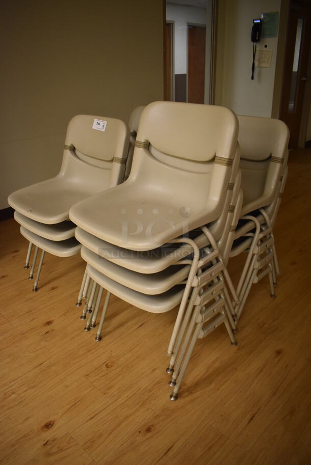 13 Tan Poly Chairs on Metal Legs. 22x18x32. 13 Times Your Bid! (Classroom 1) - Image 3 of 3