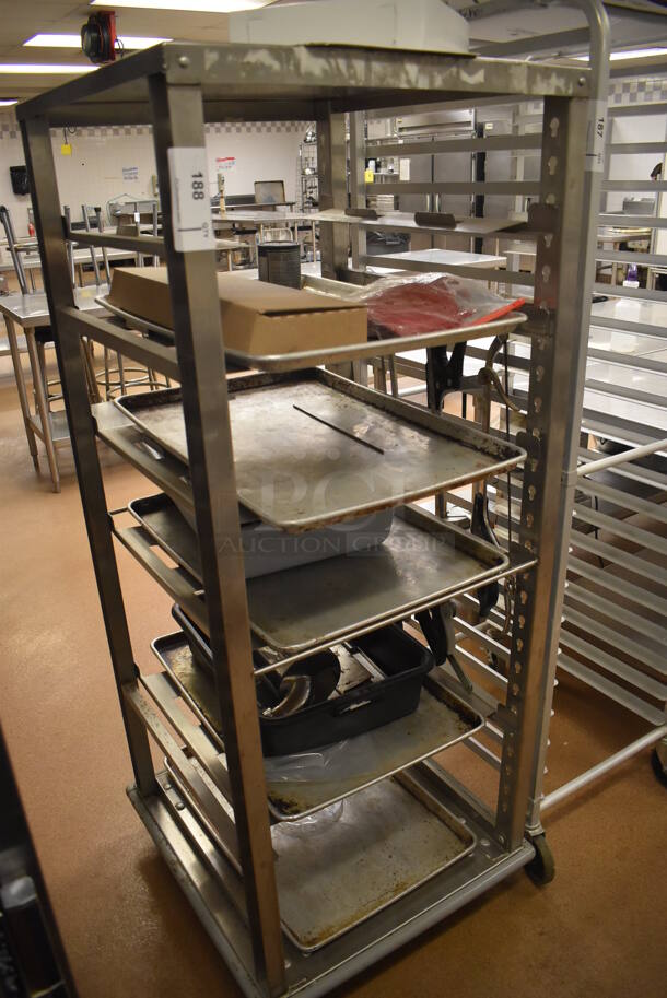 Metal Commercial Pan Transport Rack on Commercial Casters w/ Metal Baking Pans. 26x28x64. (Education Kitchen 2) - Image 3 of 5