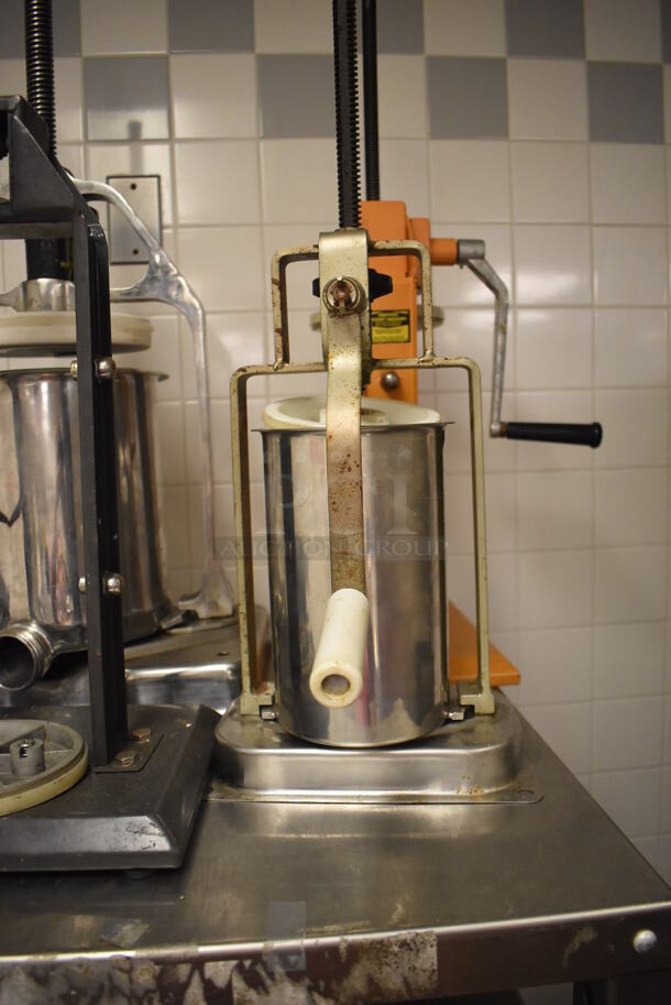 4 Various Metal Countertop Manual Sausage Stuffers. 4 Times Your Bid! (Education Kitchen 2) - Image 3 of 5
