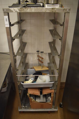 Metal Commercial Pan Transport Rack on Commercial Casters. Does Not Include Contents. 26x28x64. (Education Kitchen 2)