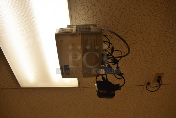 Epson Ceiling Mounted Projector and Pull Down Projection Screen. BUYER MUST REMOVE. 11x8x4, 94". (Classroom 1) - Image 4 of 6