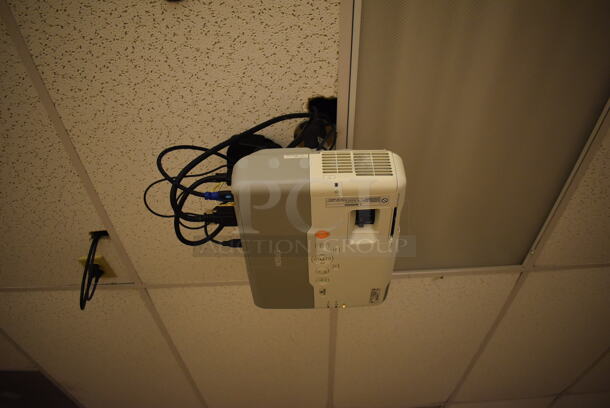 Epson Ceiling Mounted Projector and Pull Down Projection Screen. BUYER MUST REMOVE. 11x8x4, 94". (Classroom 1) - Image 5 of 6