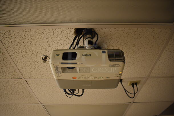 Epson Ceiling Mounted Projector and Pull Down Projection Screen. BUYER MUST REMOVE. 11x8x4, 94". (Classroom 1) - Image 6 of 6