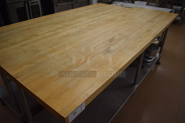 Butcher Block Table w/ Stainless Steel Under Shelf. 96x30x37. (Pastry Kitchen) - Image 2 of 5
