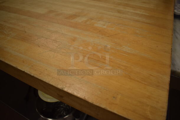 Butcher Block Table w/ Stainless Steel Under Shelf. 96x30x37. (Pastry Kitchen) - Image 5 of 5
