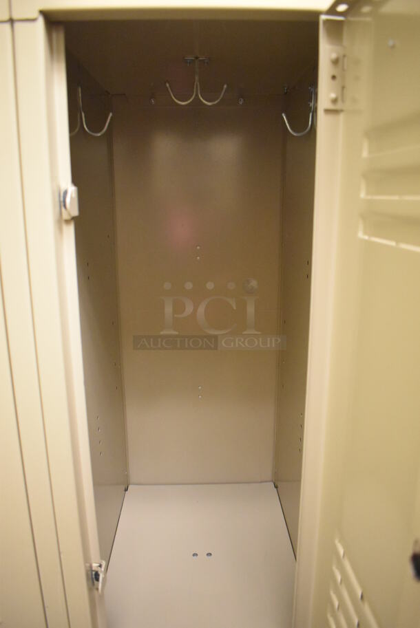 Wall of 24 Tan Metal Lockers. BUYER MUST REMOVE. 145x18x71. (Mens Locker Room) - Image 7 of 7