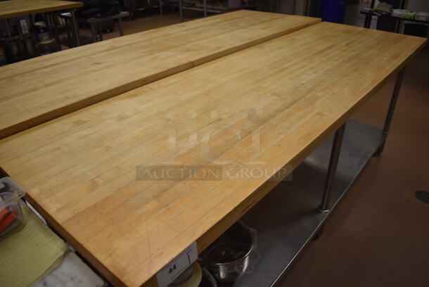 Butcher Block Table w/ Stainless Steel Under Shelf. 96x30x37. (Pastry Kitchen) - Image 2 of 4