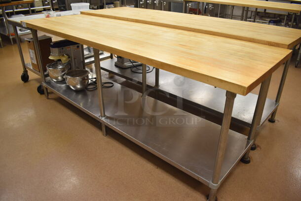 Butcher Block Table w/ Stainless Steel Under Shelf. 96x30x37. (Pastry Kitchen) - Image 4 of 4