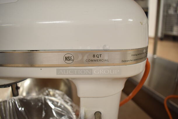 KitchenAid KSM8990WH Metal Commercial Countertop 8 Quart Planetary Dough Mixer w/ 2 Metal Mixing Bowls, Paddle and Dough Hook Attachments. 120 Volts, 1 Phase. 11x14x16. Tested and Working! (Pastry Kitchen) - Image 2 of 9