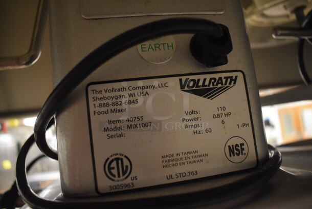 Vollrath MIX1007 Metal Commercial Countertop 7 Quart Planetary Dough Mixer w/ Poly Bowl Guard. 110 Volts, 1 Phase. 12x17x19. Tested and Working! (Education Kitchen 2) - Image 5 of 5