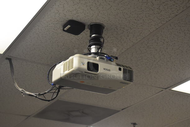 3 Epson Ceiling Mounted Projector and 3 Pull Down Projection Screen. BUYER MUST REMOVE. 11x8x4, 94". 3 Times Your Bid! (Classroom 5-8) - Image 2 of 6