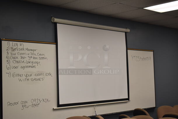 3 Epson Ceiling Mounted Projector and 3 Pull Down Projection Screen. BUYER MUST REMOVE. 11x8x4, 94". 3 Times Your Bid! (Classroom 5-8) - Image 5 of 6