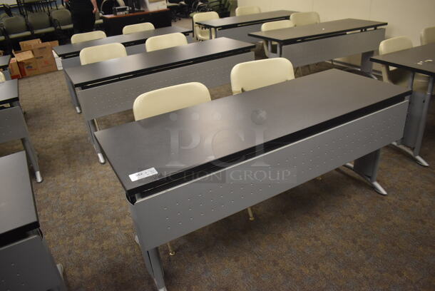 3 Gray Tables and 6 Tan Chairs. 66x24x29, 22x18x32. 3 Times Your Bid! (Classroom 5-8) - Image 2 of 4
