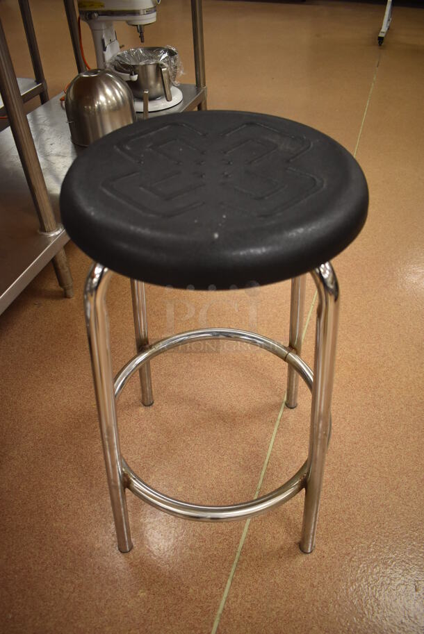 4 Metal Stools w/ Black Seat. 16x16x26. 4 Times Your Bid! (Pastry Kitchen) - Image 1 of 4