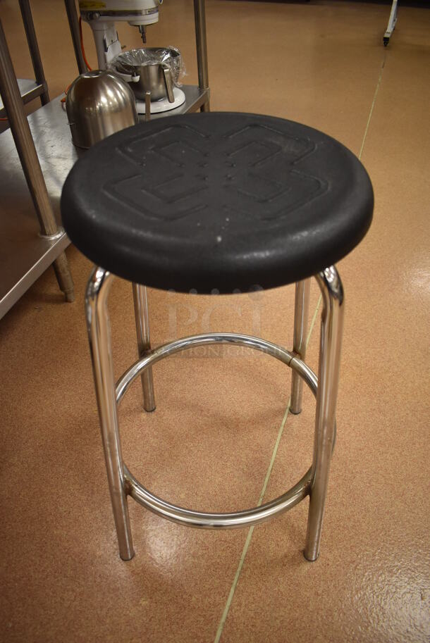 4 Metal Stools w/ Black Seat. 16x16x26. 4 Times Your Bid! (Pastry Kitchen)