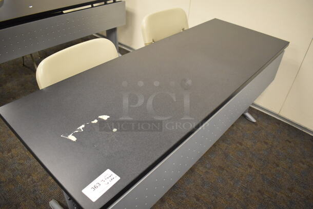 3 Gray Tables and 6 Tan Chairs. 66x24x29, 22x18x32. 3 Times Your Bid! (Classroom 5-8) - Image 2 of 4