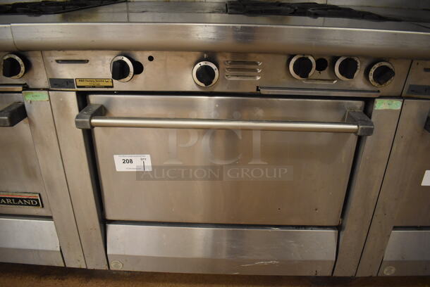 Garland M42-6R Stainless Steel Commercial Floor Style Natural Gas Powered 2 Burner Range w/ Flat Top, Oven, Over Shelf and Back Splash. BUYER MUST REMOVE. 34x38x58. Tested and Working! (Education Kitchen 2) - Image 5 of 8