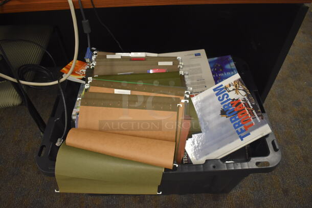 ALL ONE MONEY! Lot of Wood Pattern Desk, Green Chair and Contents Including Folders. Includes 54x24x28.5. (Classroom 5-8) - Image 3 of 6