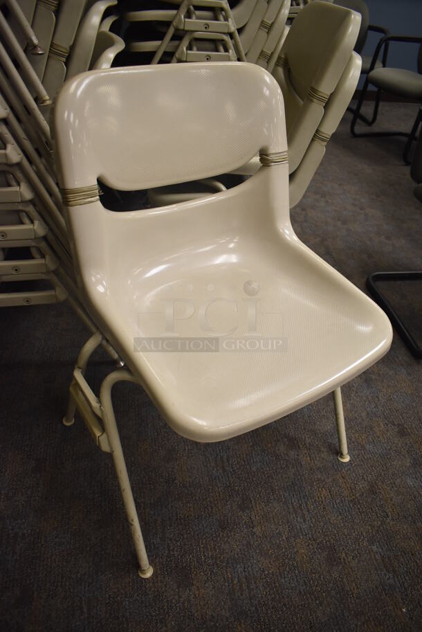 28 Tan Poly Chair on Metal Legs. Stock Picture - Cosmetic Condition May Vary. 23x20x32. 28 Times Your Bid! (Classroom 5-8) - Image 2 of 4
