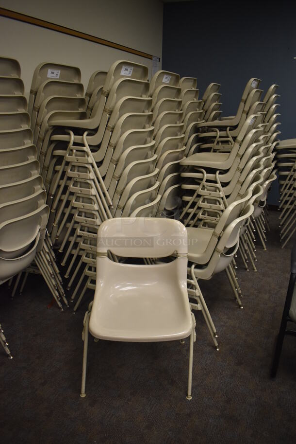 28 Tan Poly Chair on Metal Legs. Stock Picture - Cosmetic Condition May Vary. 23x20x32. 28 Times Your Bid! (Classroom 5-8) - Image 4 of 4