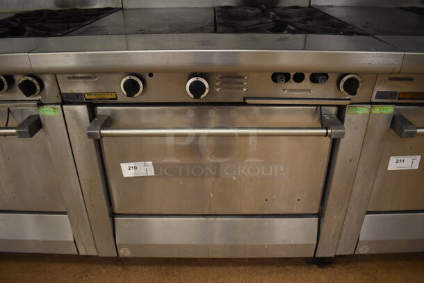 Garland M42-6R Stainless Steel Commercial Floor Style Natural Gas Powered 2 Burner Range w/ Flat Top, Oven, Over Shelf and Back Splash. BUYER MUST REMOVE. 34x38x58. Tested and Working! (Education Kitchen 2) - Image 5 of 8