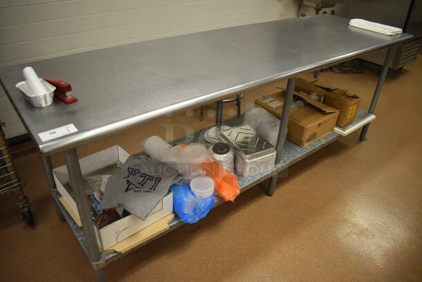 Stainless Steel Table w/ Metal Under Shelf. Does Not Include Contents. 96x30x35.5. (Pastry Kitchen)