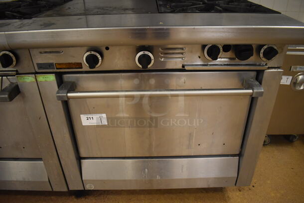 Garland M42-6R Stainless Steel Commercial Floor Style Natural Gas Powered 2 Burner Range w/ Flat Top, Oven, Over Shelf and Back Splash. BUYER MUST REMOVE. 34x38x58. Tested and Working! (Education Kitchen 2) - Image 5 of 8