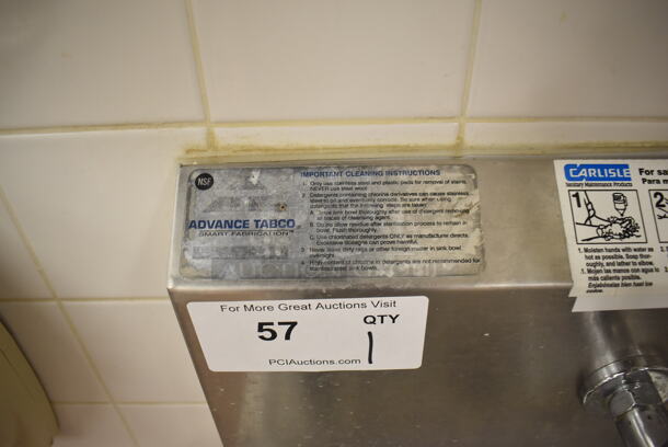 Advance Tabco Stainless Steel Commercial Single Bay Wall Mount Sink w/ Faucet and Foot Pedals. BUYER MUST REMOVE. 17.5x15.5x19. (Pastry Kitchen) - Image 6 of 6