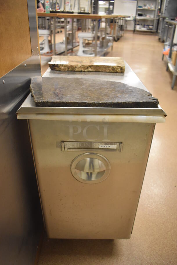 Win-holt Stainless Steel Commercial Ingredient Bin w/ Lid on Commercial Casters. Does Not Include Marble Pieces. 15.5x27.5x27.5. (Pastry Kitchen) - Image 2 of 4