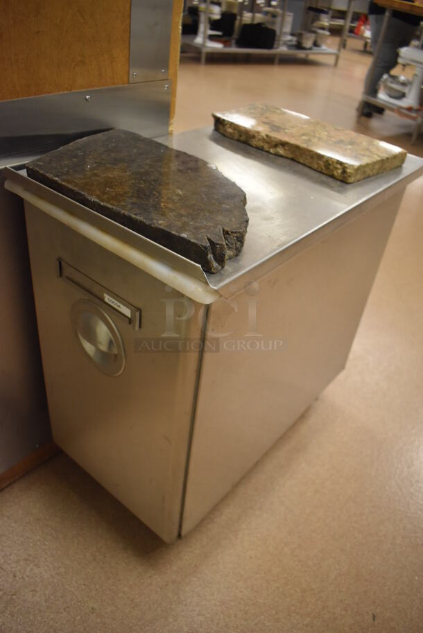 Win-holt Stainless Steel Commercial Ingredient Bin w/ Lid on Commercial Casters. Does Not Include Marble Pieces. 15.5x27.5x27.5. (Pastry Kitchen) - Image 3 of 4
