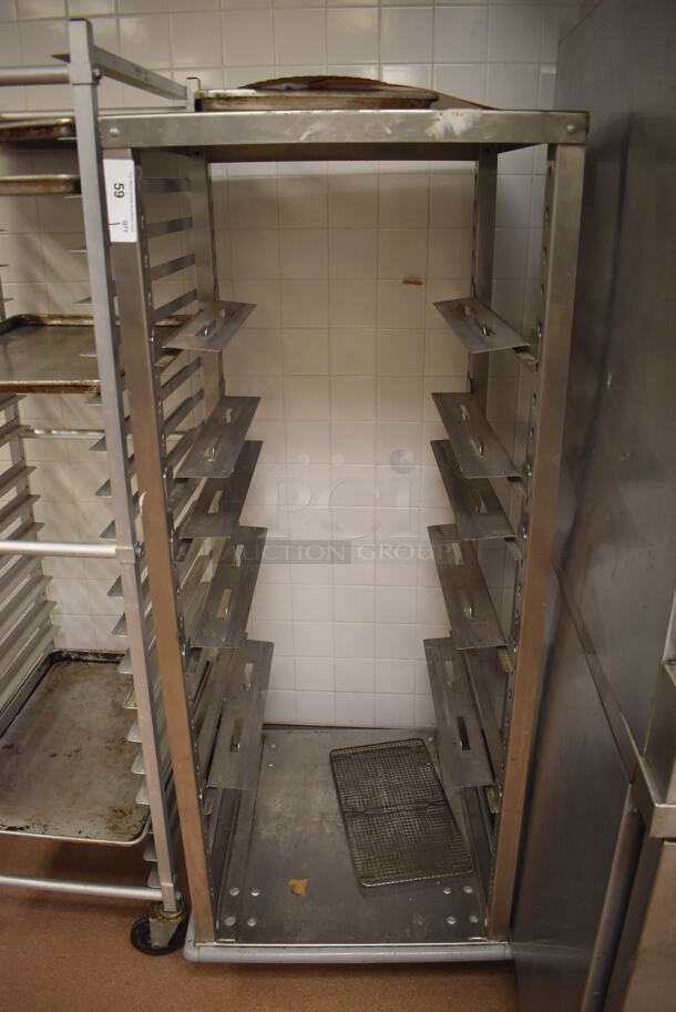 Metal Commercial Pan Transport Rack on Commercial Casters. 26.5x28.5x64. (Pastry Kitchen)