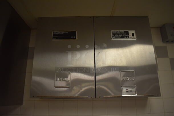 LATE MODEL! 33' Vent Master CM-EX B Stainless Steel Commercial Grease Hood w/ Filters and 2 Ansul Fire Suppression Boxes. BUYER MUST REMOVE. 399x59x26. (Education Kitchen 2)  - Image 2 of 12