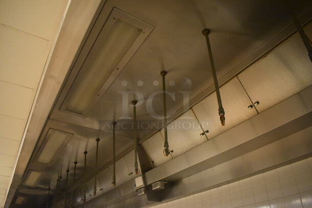 LATE MODEL! 33' Vent Master CM-EX B Stainless Steel Commercial Grease Hood w/ Filters and 2 Ansul Fire Suppression Boxes. BUYER MUST REMOVE. 399x59x26. (Education Kitchen 2)  - Image 6 of 12