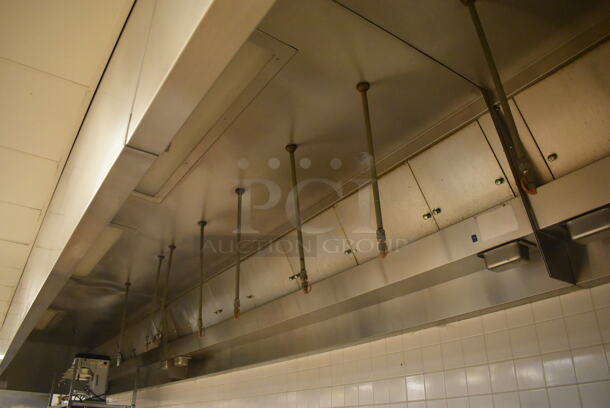 LATE MODEL! 33' Vent Master CM-EX B Stainless Steel Commercial Grease Hood w/ Filters and 2 Ansul Fire Suppression Boxes. BUYER MUST REMOVE. 399x59x26. (Education Kitchen 2)  - Image 7 of 12
