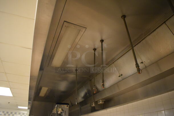 LATE MODEL! 33' Vent Master CM-EX B Stainless Steel Commercial Grease Hood w/ Filters and 2 Ansul Fire Suppression Boxes. BUYER MUST REMOVE. 399x59x26. (Education Kitchen 2)  - Image 8 of 12