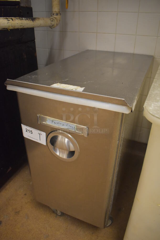 Win-holt Stainless Steel Commercial Ingredient Bin w/ Lid on Commercial Casters. 15.5x27.5x27.5. (Education Kitchen 2) - Image 2 of 4