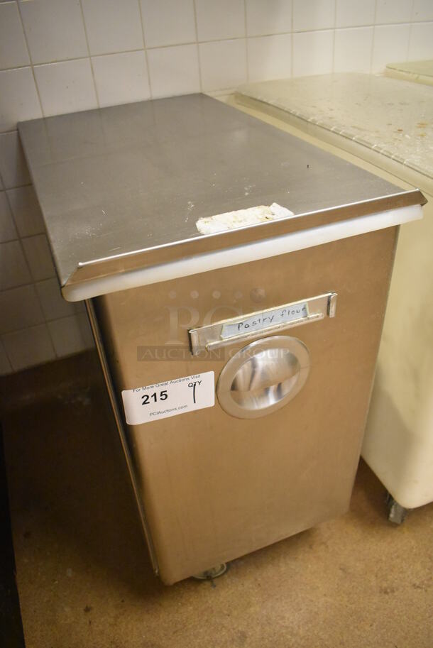 Win-holt Stainless Steel Commercial Ingredient Bin w/ Lid on Commercial Casters. 15.5x27.5x27.5. (Education Kitchen 2) - Image 3 of 4