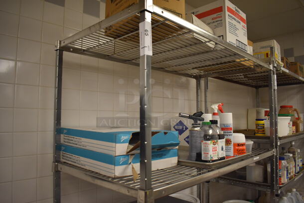 Metal 4 Tier Wire Shelving Unit on Commercial Casters. Does Not Include Contents. BUYER MUST DISMANTLE. PCI CANNOT DISMANTLE FOR SHIPPING. PLEASE CONSIDER FREIGHT CHARGES. 48x24x78. (Pastry Kitchen) - Image 2 of 4