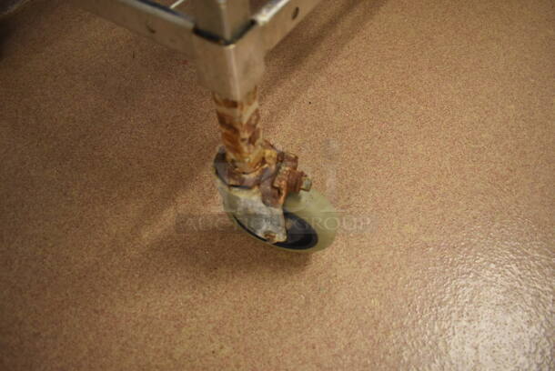 Metal 4 Tier Wire Shelving Unit on Commercial Casters. Does Not Include Contents. BUYER MUST DISMANTLE. PCI CANNOT DISMANTLE FOR SHIPPING. PLEASE CONSIDER FREIGHT CHARGES. 48x24x78. (Pastry Kitchen) - Image 4 of 4