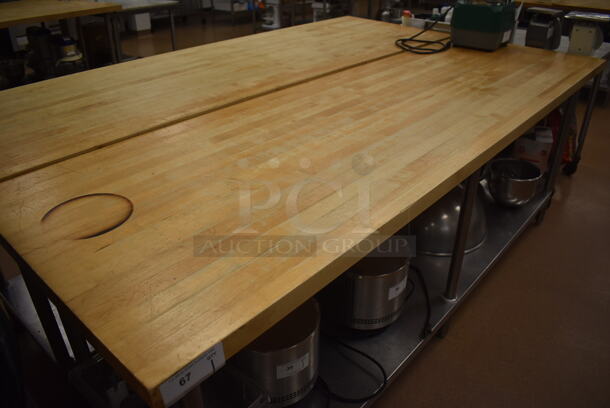 Butcher Block Table w/ Stainless Steel Under Shelf. 96x30x36. (Pastry Kitchen) - Image 2 of 5