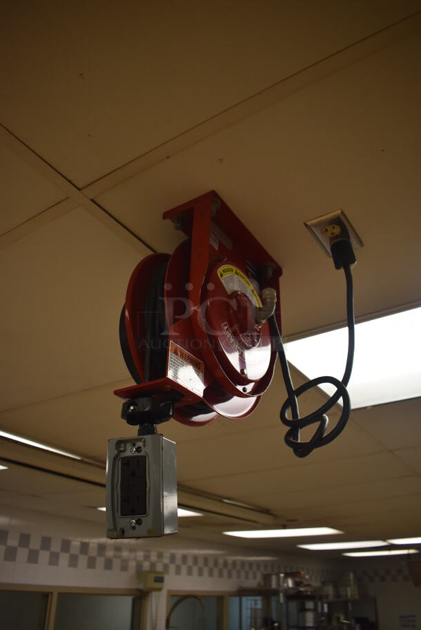 4 Reelcraft LK 4545 123 7A Metal Ceiling Mounted Extension Cord on Reel. BUYER MUST REMOVE. 13x9x20. 4 Times Your Bid! (Pastry Kitchen) - Image 4 of 7