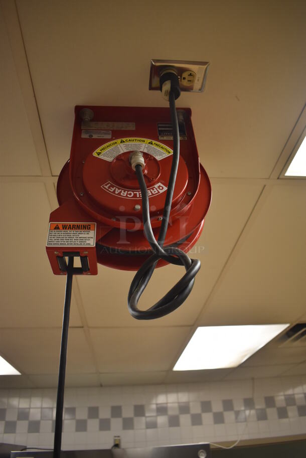 4 Reelcraft LK 4545 123 7A Metal Ceiling Mounted Extension Cord on Reel. BUYER MUST REMOVE. 13x9x20. 4 Times Your Bid! (Pastry Kitchen) - Image 5 of 7