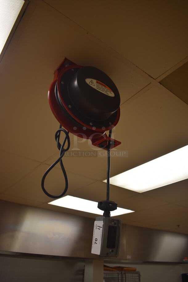 4 Reelcraft LK 4545 123 7A Metal Ceiling Mounted Extension Cord on Reel. BUYER MUST REMOVE. 13x9x20. 4 Times Your Bid! (Pastry Kitchen) - Image 2 of 7