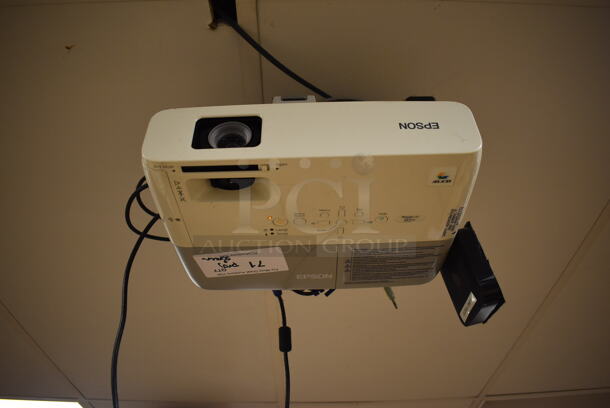 Epson Ceiling Mounted Projector and Pull Down Projection Screen. BUYER MUST REMOVE. 11x8x4, 94". (Pastry Kitchen) - Image 3 of 5
