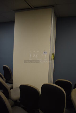Ceiling Mounted Partition. BUYER MUST REMOVE. Panels: 44x3x106. (Classroom 5-8)