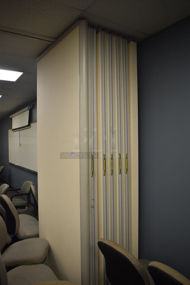 Ceiling Mounted Partition. BUYER MUST REMOVE. Panels: 44x3x106. (Classroom 5-8) - Image 2 of 3
