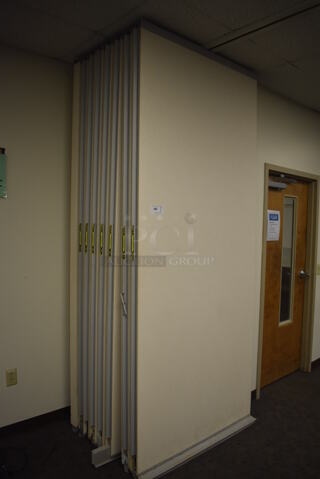 Ceiling Mounted Partition. BUYER MUST REMOVE. Panels: 44x3x106. (Classroom 5-8)