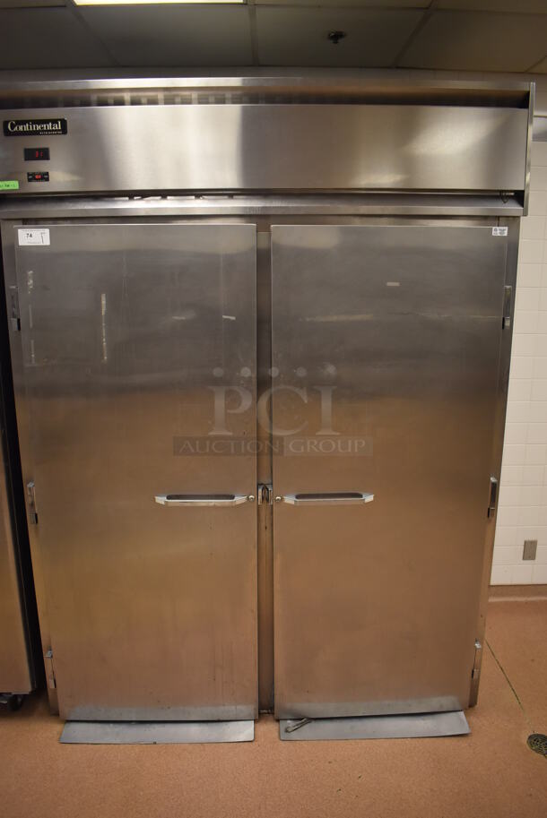 Continental Stainless Steel Commercial 2 Door Roll In Rack Cooler w/ 2 Ramps. 69x39x93. Tested and Working! (Education Kitchen) - Image 1 of 7